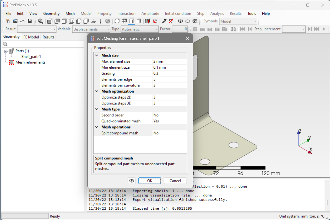 Set the parameters for meshing